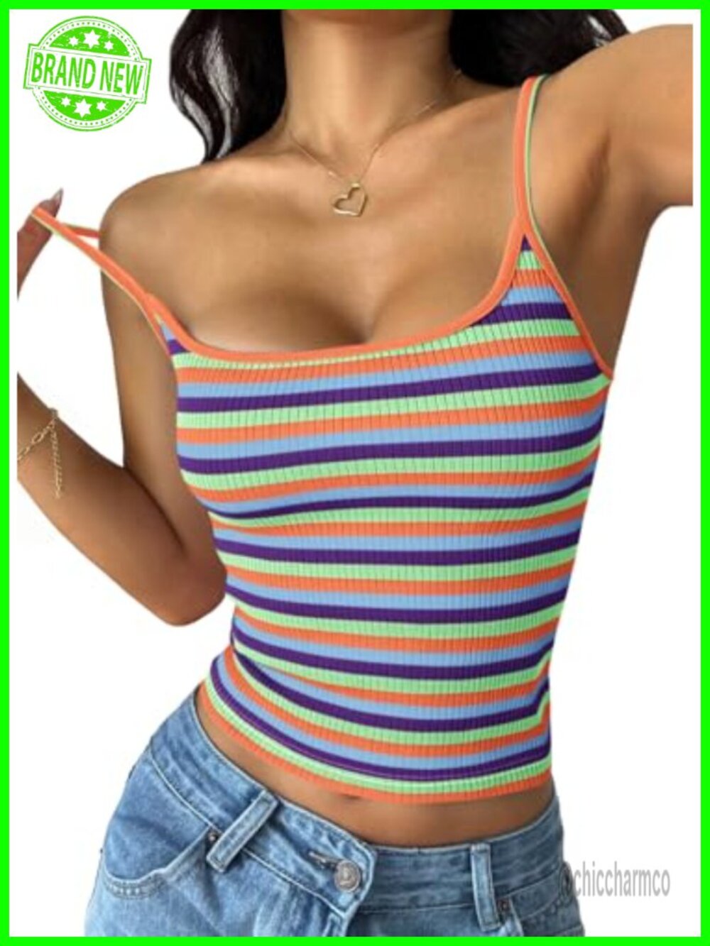 PRETTYGARDEN Women's Striped Crop Tank Top Sleeveless Cami Summer Casual